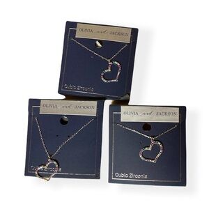 Olivia & Jackson Rainbow Heart Charm Necklaces | Set of three